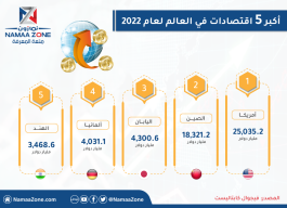 Infographic of the five largest economies in the world for the year 2022